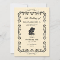 Convite de casamento clássico vintage ornamentado