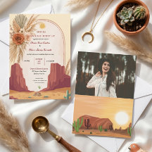 Convite de casamento clássico viral boho deserto d