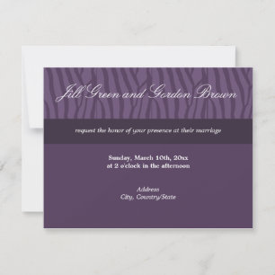 Convite de Casamento Classy Purple Zebra