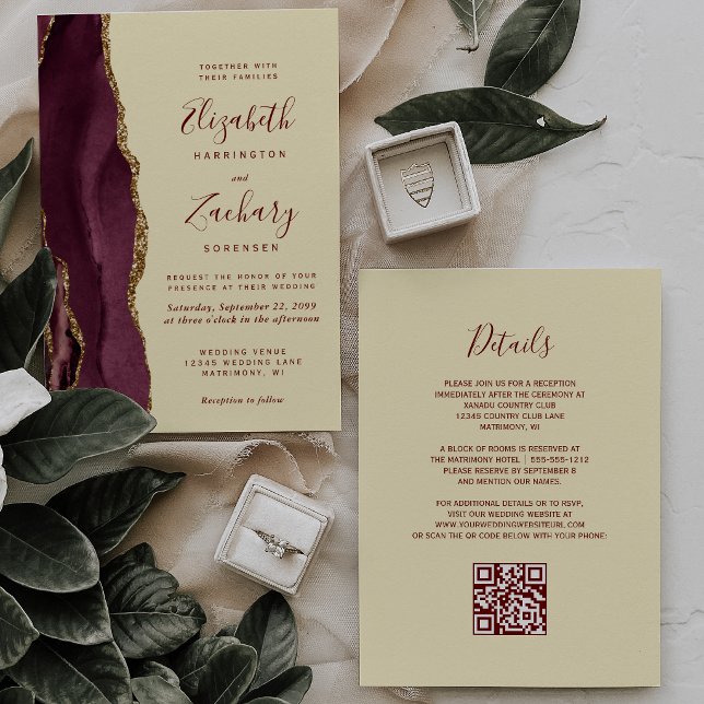 Convite de Casamento Código QR Âmbar Manteiga Ágat (Criador carregado)