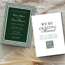 Convite de Casamento Código QR Borda Harlequim Ver