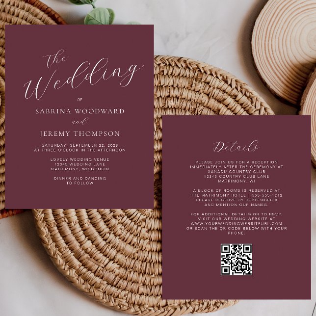 Convite de Casamento Código QR Caligrafia Orçament (Criador carregado)