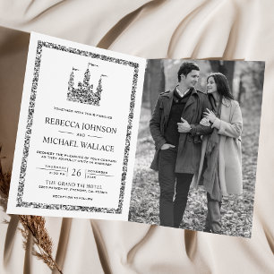 Convite de Casamento Código QR Carruagem Castelo C