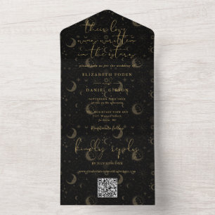 Convite de Casamento Código QR Celestial Escrito N