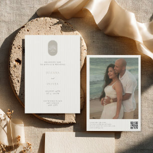 convite de casamento código QR de carvalho vintage