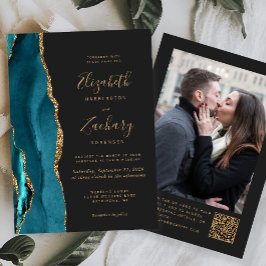 Convite de Casamento Código QR Foto Escura Ágata D