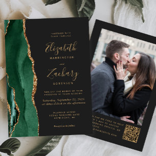 Convite de Casamento Código QR Foto Escura Ágata V