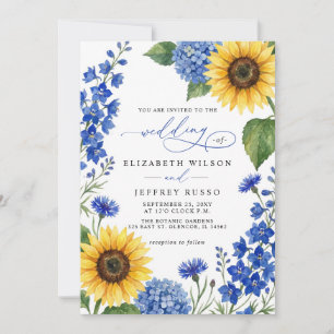 Convite de Casamento Código QR Girassóis Florais A