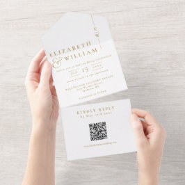 Convite de Casamento Código QR Monograma Minimalis