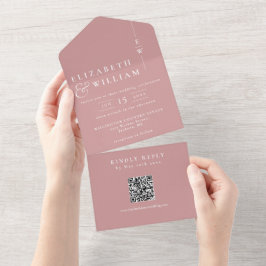 Convite de Casamento Código QR Monograma Minimalis
