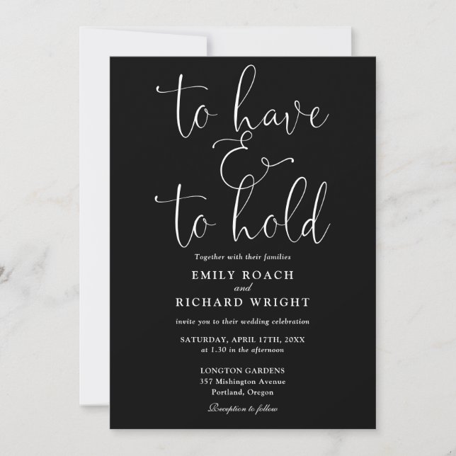 Convite de Casamento Código QR Preto e Branco Have (Frente)