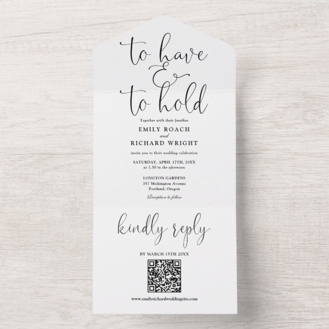 Convite de Casamento Código QR Preto e Branco Have (Interno)