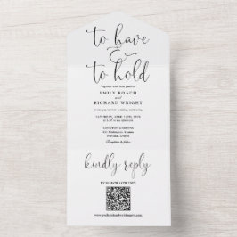 Convite de Casamento Código QR Preto e Branco Have