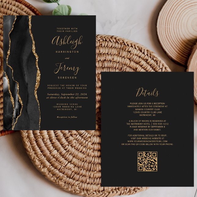 Convite de Casamento Código QR Preto Orçamento Bla (Criador carregado)