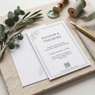 Convite de Casamento Código QR Sage Green Quiet Lu