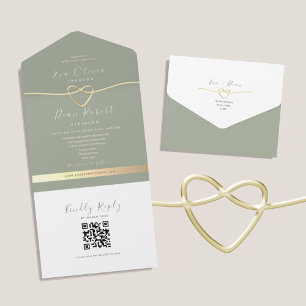 Convite de Casamento Código QR Verde Sage