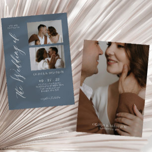 Convite de Casamento Colagem de Fotos em Letra Cur