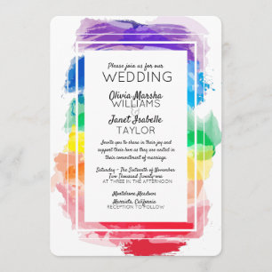 Convite de Casamento Coleção Aquarela Arco-Íris
