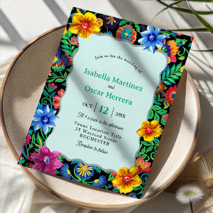 Convite de casamento colorido aquarela mexicano