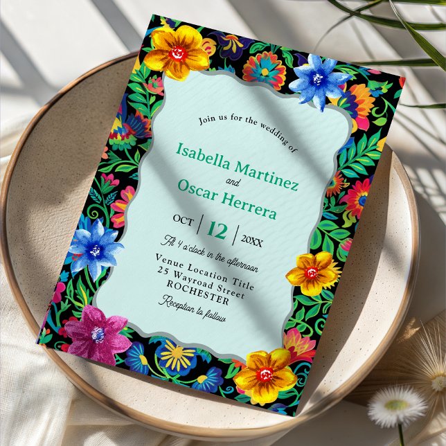 Convite de casamento colorido aquarela mexicano (Criador carregado)