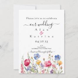 Convite de Casamento Colorido de Jardim Boho com F