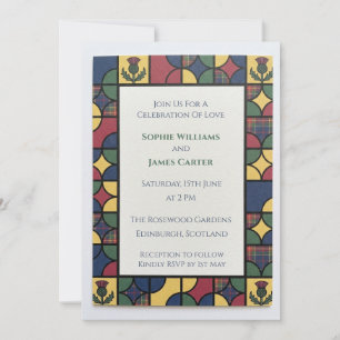 Convite de Casamento Colorido em Vidro Pintado Cel