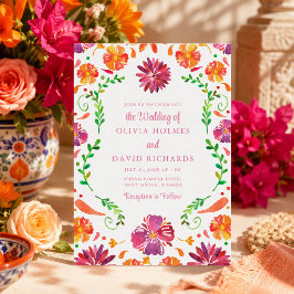 Convite de Casamento Colorido Fiesta Floral Mexica