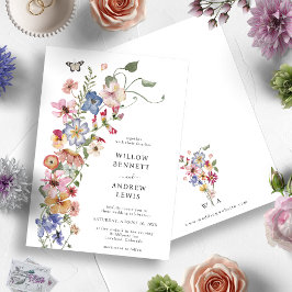 Convite de Casamento Colorido Floral em Aquarela