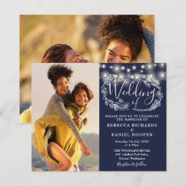 Convite de Casamento com 2 Fotos e Luzes Azuis Nav