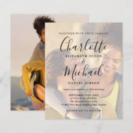 Convite de Casamento com 2 Fotos Script Preto Orça