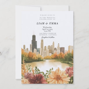 Convite de Casamento com a Silhueta de Chicago Ill