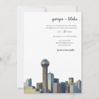 Convite de Casamento com a Silhueta de Dallas Texa