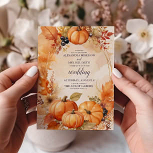 Convite de Casamento com Abóbora Floral de Outono