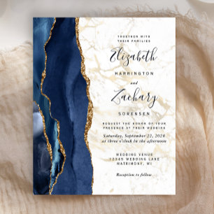 Convite de Casamento com Ágata Azul e Mármore Dour