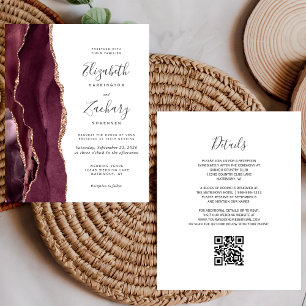 Convite de Casamento com Ágata em Dourado Rosa e B