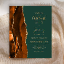 Convite de Casamento com Ágata Verde Escuro Rust O