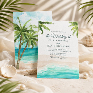 Convite de Casamento com Água-forte de Praia Tropi