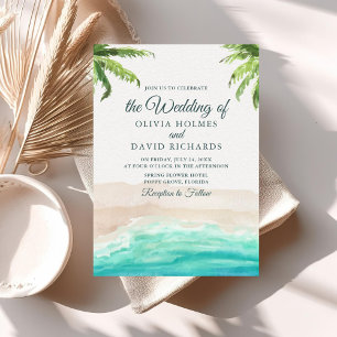 Convite de Casamento com Água-forte de Praia Tropi