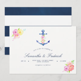 Convite de Casamento com Âncora em Tema Náutico em