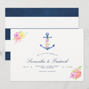 Convite de Casamento com Âncora em Tema Náutico em