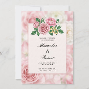 Convite de Casamento com Anéis de Ouro Rosa em Aqu