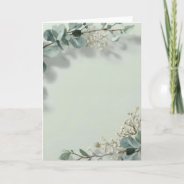 Convite de Casamento com Aquarela Botânica em Verd