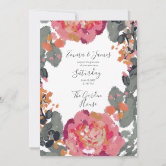 Convite de Casamento com Aquarela Botânica, Flor S