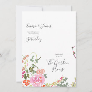 Convite de Casamento com Aquarela Botânica, Flor S