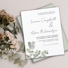Convite de Casamento com Aquarela de Eucalipto Eco