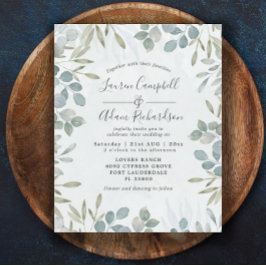 Convite de Casamento com Aquarela de Eucalipto Eco