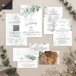 Convite de Casamento com Aquarela de Eucalipto Mod