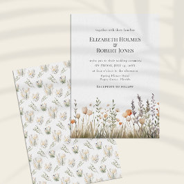Convite de Casamento com Aquarela de Pêssego de Fl