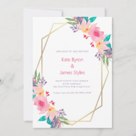 Convite de Casamento com Aquarela Desenhada à Mão 