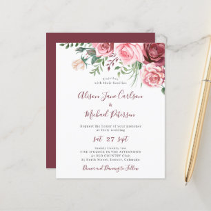 Convite de casamento com aquarela floral rústica d